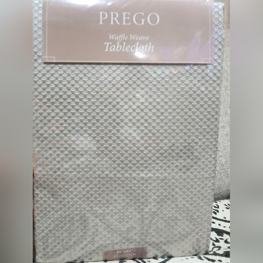 Prego Waffle Weave Tablecloth 60 in  X 84 in Color Oatmeal